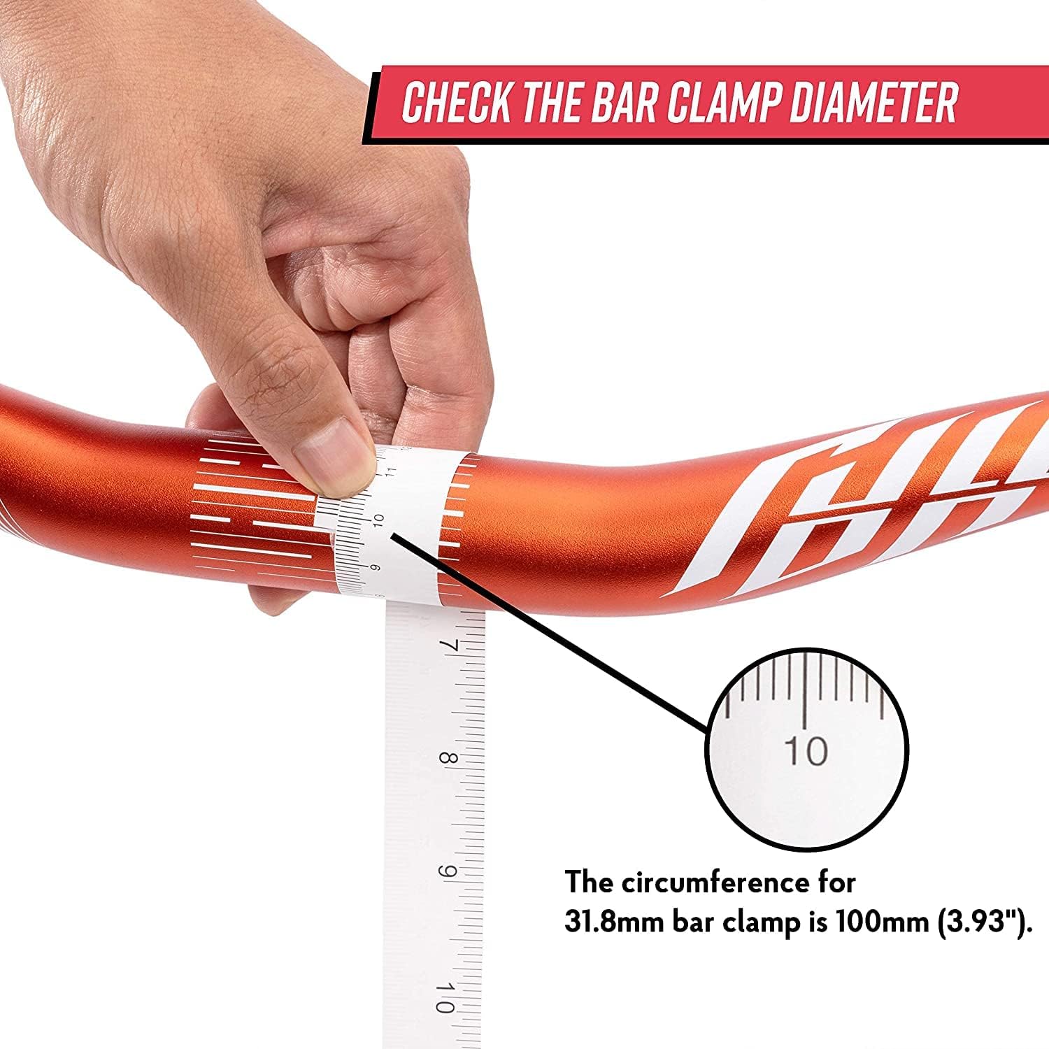 Funn Flame On Mountain Bike Handlebar with Bar Clamp 31.8mm and Width 710mm, Tough and Lightweight Alloy Riser Handlebar for MTB, BMX and Road Bike (Orange)