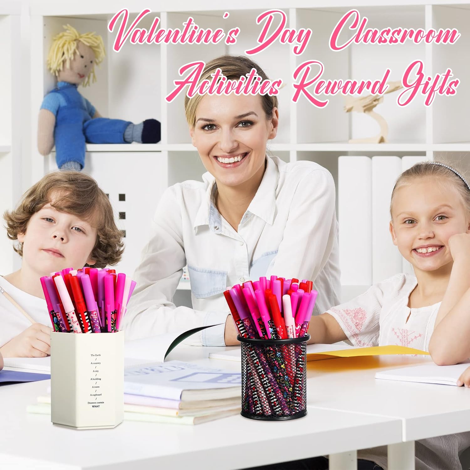 Sepamoon 150 Pcs Valentine's Day Ballpoint Pens Bulk Valentines Day Gift Heart Ballpoint Smooth Writing Pen Black Gel Ink for Wedding Party Office Stationery Colleagues Teacher Birthday Supply, 0.7mm