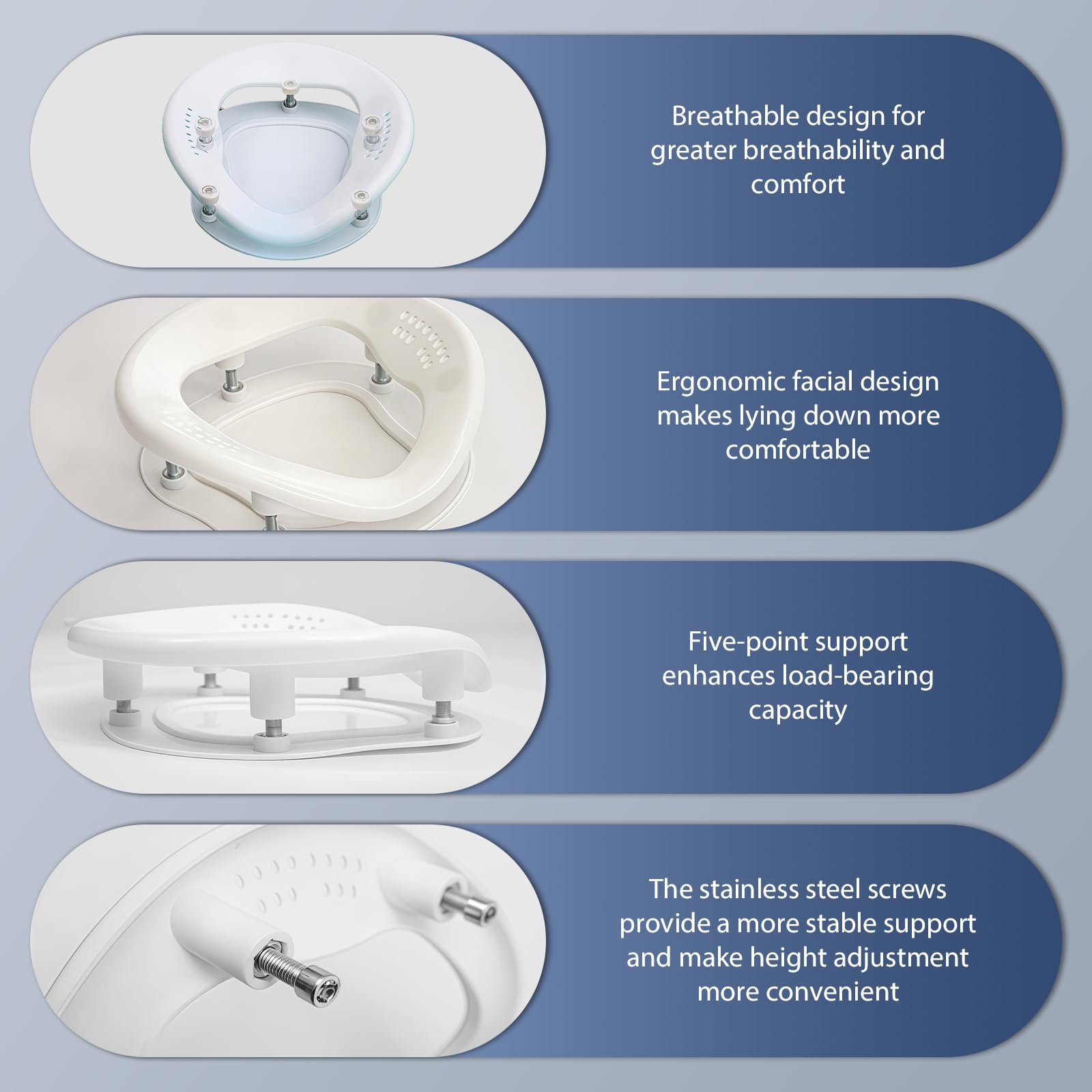 Masaje Headrest for Bed, Reposacabezas para Cama, Almohada Boca Abajo con Espuma Viscoelástica, Cojín de Recuperación Postoperatoria Ocular, Altura Ajustable, Beidseitig Utilizable