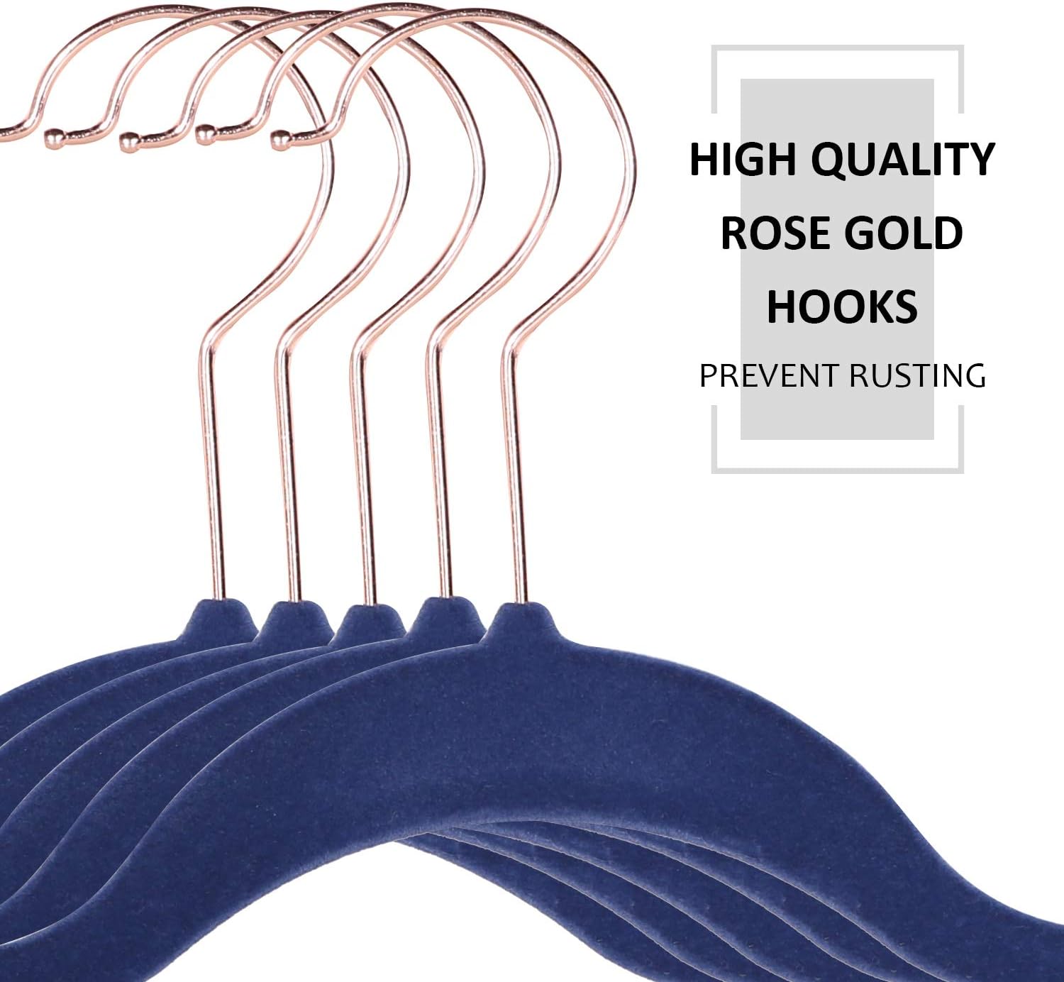 VECELO Premium Velvet Clothes Hangers Suit Heavy Duty (100 Pack)-Non Slip & Space-Saving with 12 Finger Clips & 2Tie Rack Excellent for Men and Women,Blue