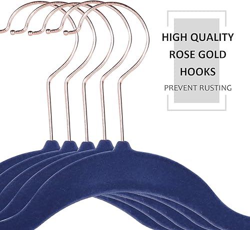 Miniatura 3 de VECELO Perchas de terciopelo de alta calidad resistentes (paquete de 100), antideslizantes y ahorran espacio con 12 clips para los dedos y 2