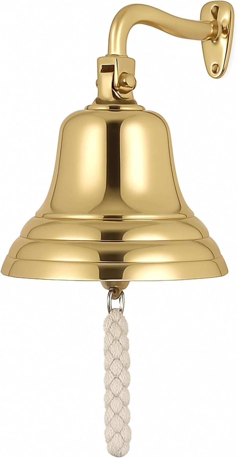 ACL Bar Accessories for Home Pub Hand Bell – Wall Mounted Bar Bell Nautical Decorations – Unique Brass Bell with Crisp Loud Sound Ideal for Christmas, Reception, Pubs 6"