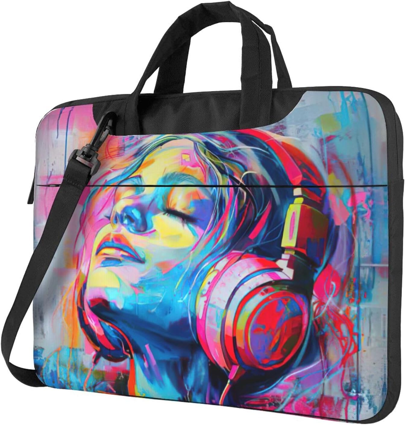 Music Print Laptop Shoulder Bag Messenger Bag Notebook with Accessories Pocket 13/14/15.6 inch