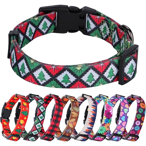 Rhea Rose Christmas Dog Collars Green Christmas Tree Pattern Holiday Festival Green Tree S