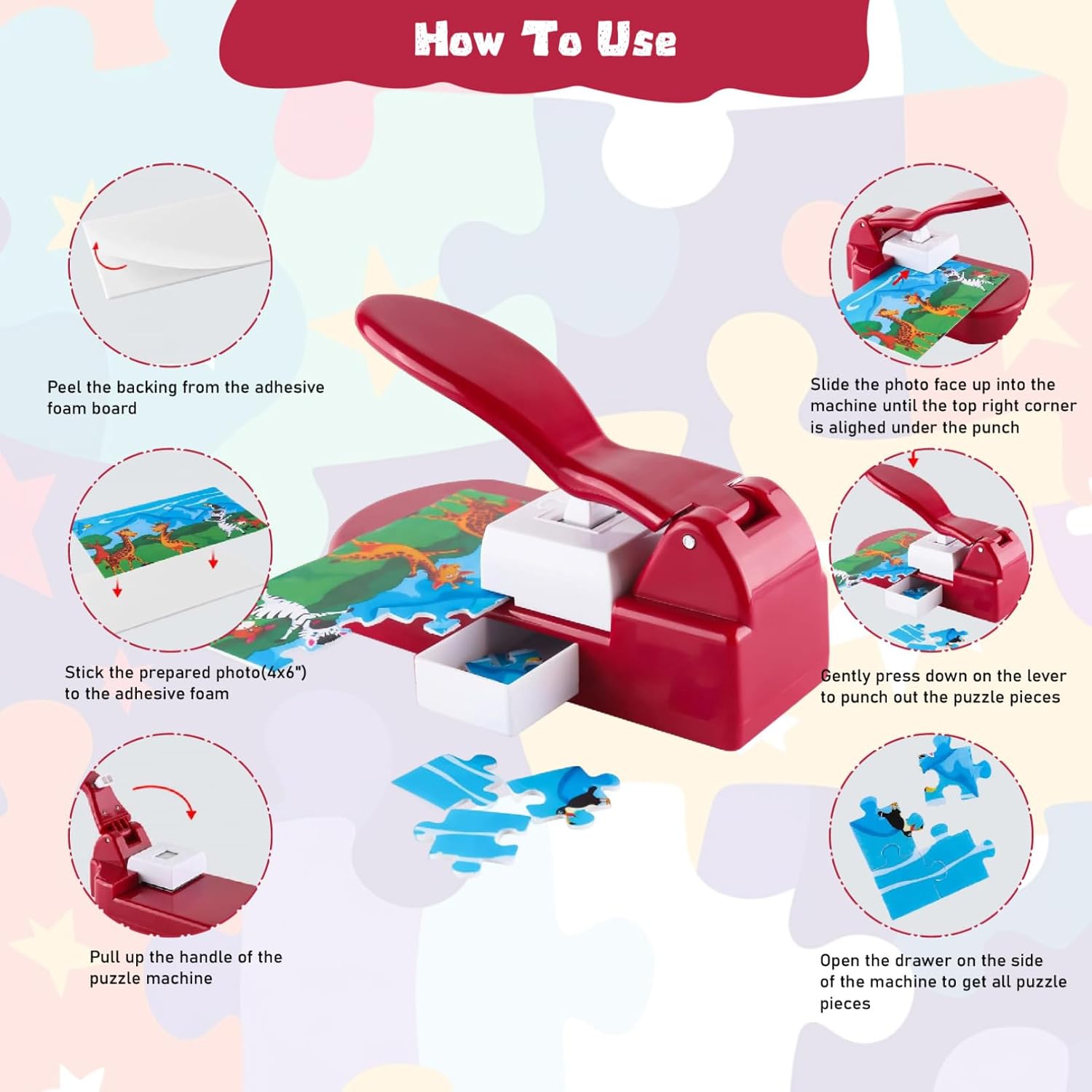 Puzzle Maker Machine, DIY Jigsaw Puzzle Maker with 10 Adhedive Foams, 8x4x5 Cutter Machine for Personalized Jigsaw Customized Making Tool