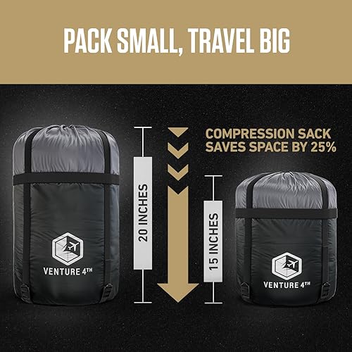 Miniatura 6 de VENTURE 4TH - Saco de dormir para mochilero, ligero, cálido, pero también para tiempo frío, para adultos, niños o parejas, ideal para senderismo,