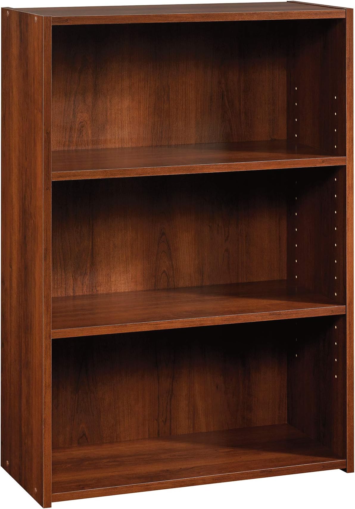 Beginnings 3-Shelf Bookcase, Bookshelf with Adjustable Storage Shelves, in Brook Cherry finish