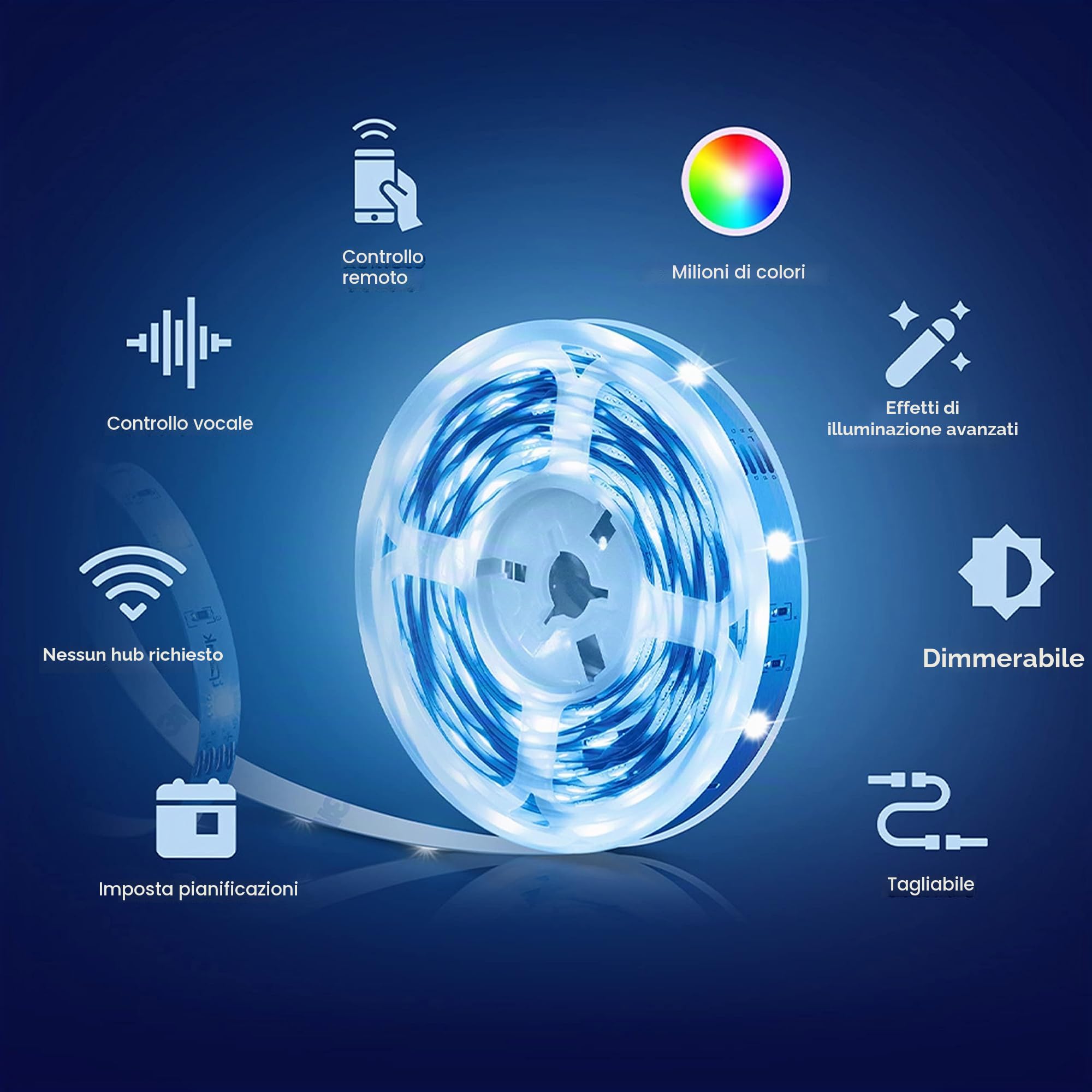 TP-Link Tapo P300 Ciabatta MultiPresa WiFi Intelligente,Controlla Separatamente 3 Prese, Ricarica Rapida USB da 18 W & Tapo L900-5 Striscia LED Smart Wi-Fi 5m