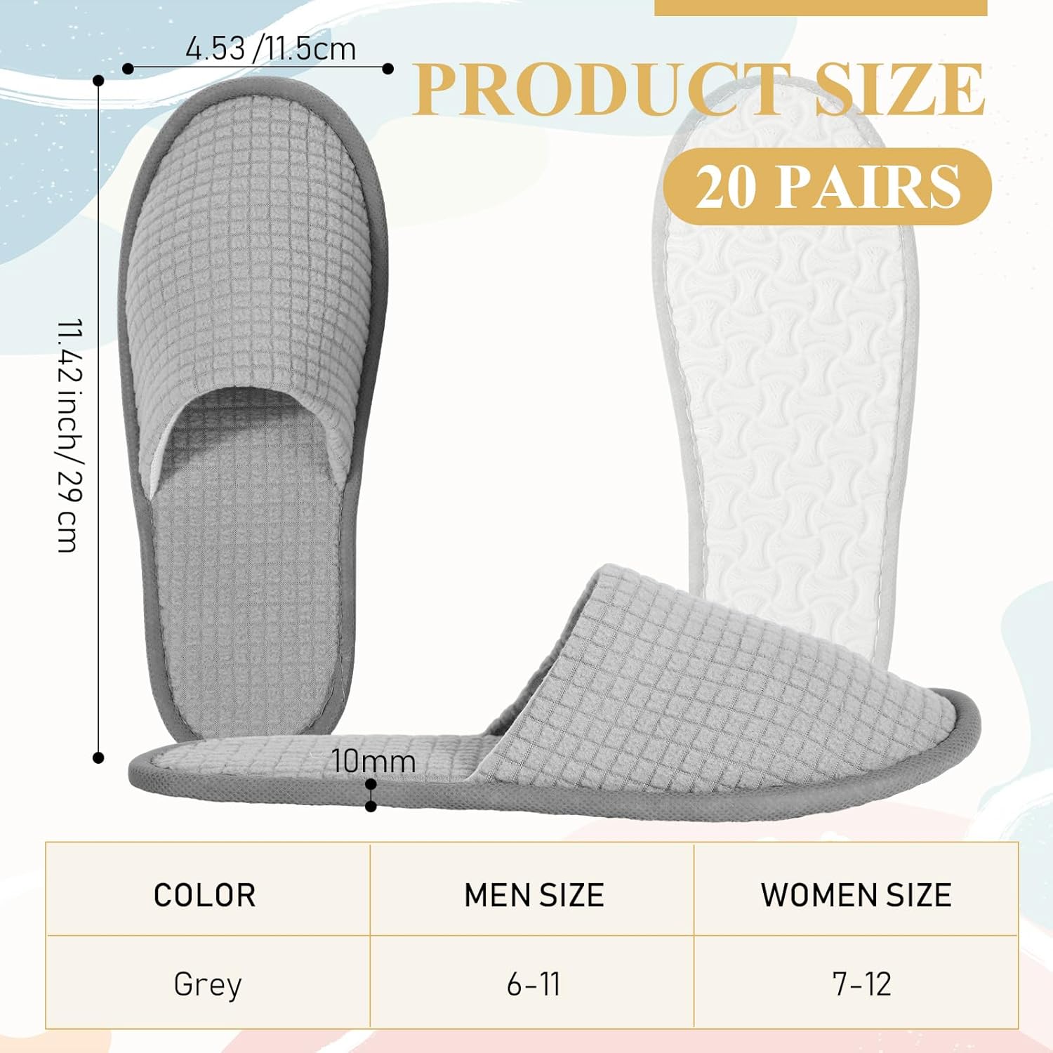 20 Pairs Spa Slippers Non Slip Disposable Slippers for Guests Washable Reusable House Closed Toe fleece Bridesmaid for Travel Men Women Wedding Party Bathroom Bedroom(Gray)