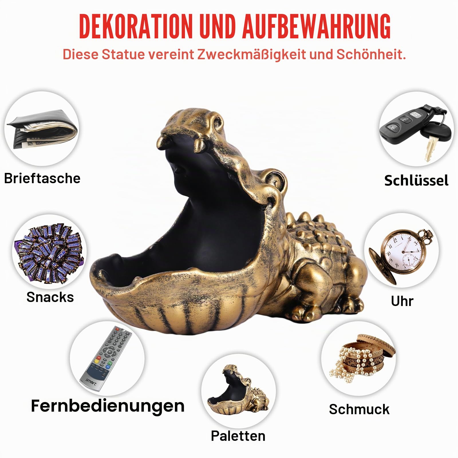 Lustige Süßigkeitenschale, Alligator-Süßigkeitenschale für Tiere, einzigartige Süßigkeitenschale für Büro, Nilpferd-Dekoration und Alligator-Dekor, Schlüsselschale für Eingangstisch