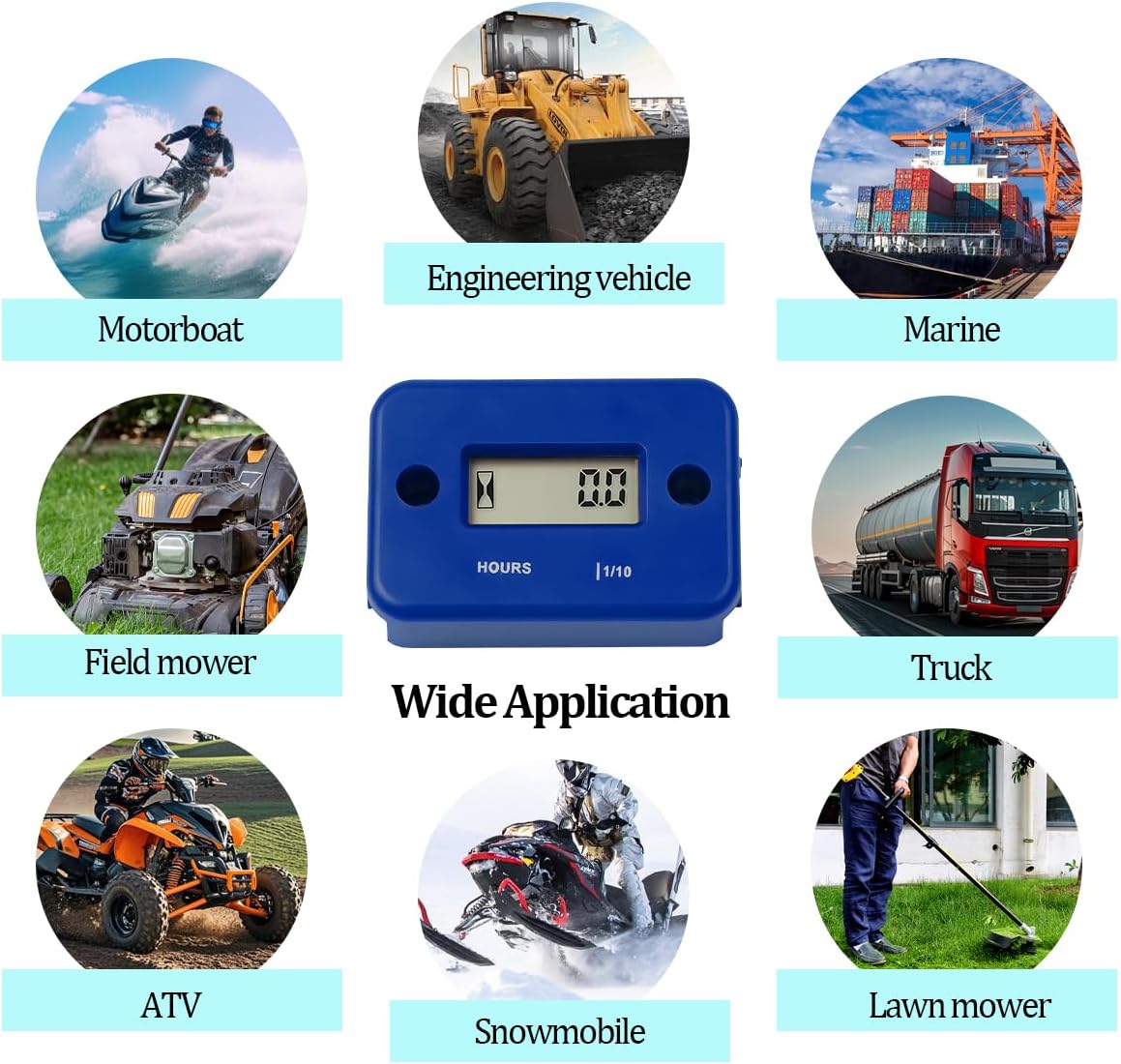 Car Inductive Hour Meter, Waterproof Digital inductive Generator Hour Meter, ATV Digital Tachometer Gauge Maintenance Reminder, Universal for Outboard Motor Dirt Bike Motorcycle (Blue)