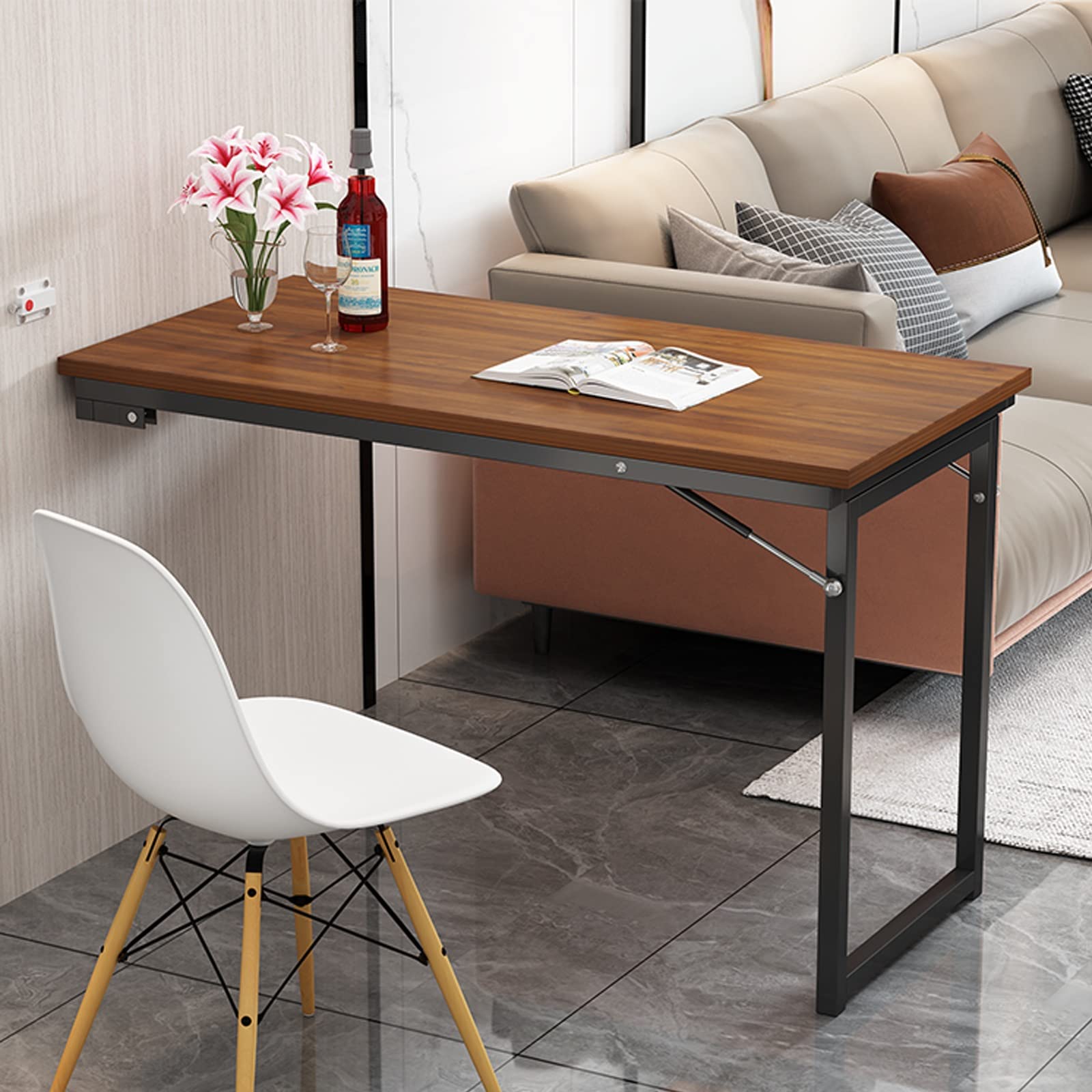 Table à manger murale rabattable pour libérer l'espace des petits studios