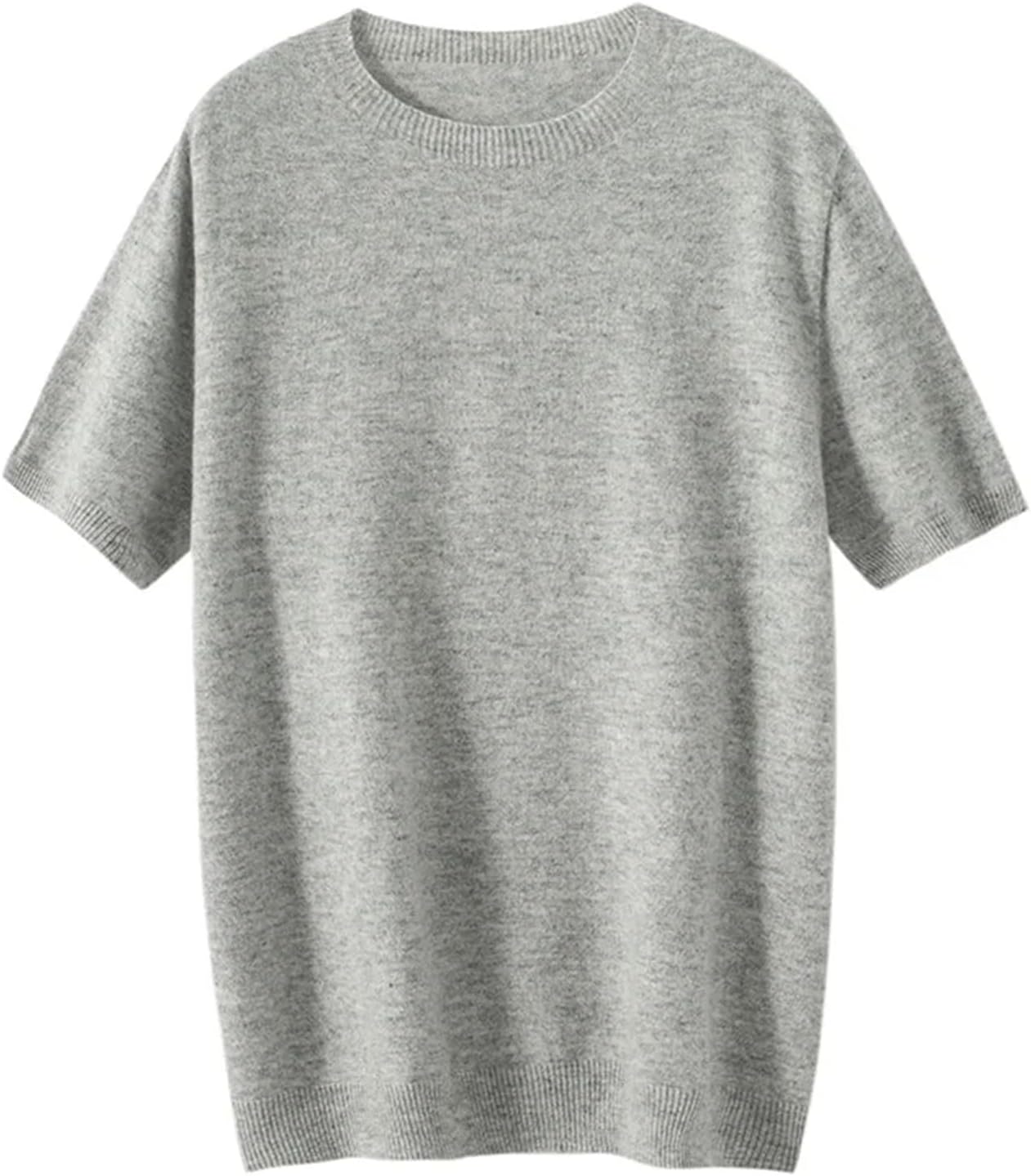 Men's Short Sleeved Wool Knitted T-Shirt O-Neck First Line Loose Pullover Knitted Sweater Casual Top