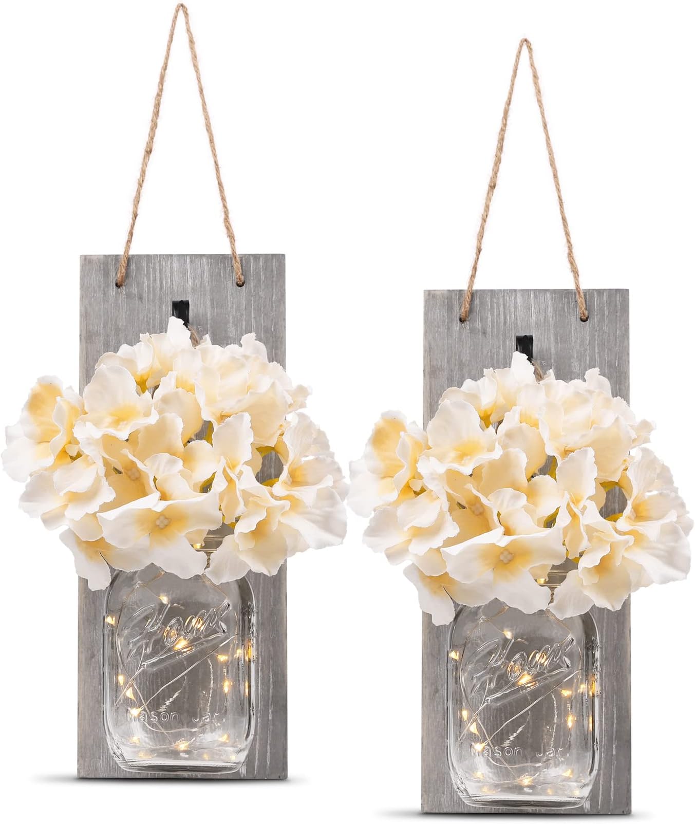 Mason jar Decor with Lights and Flowers