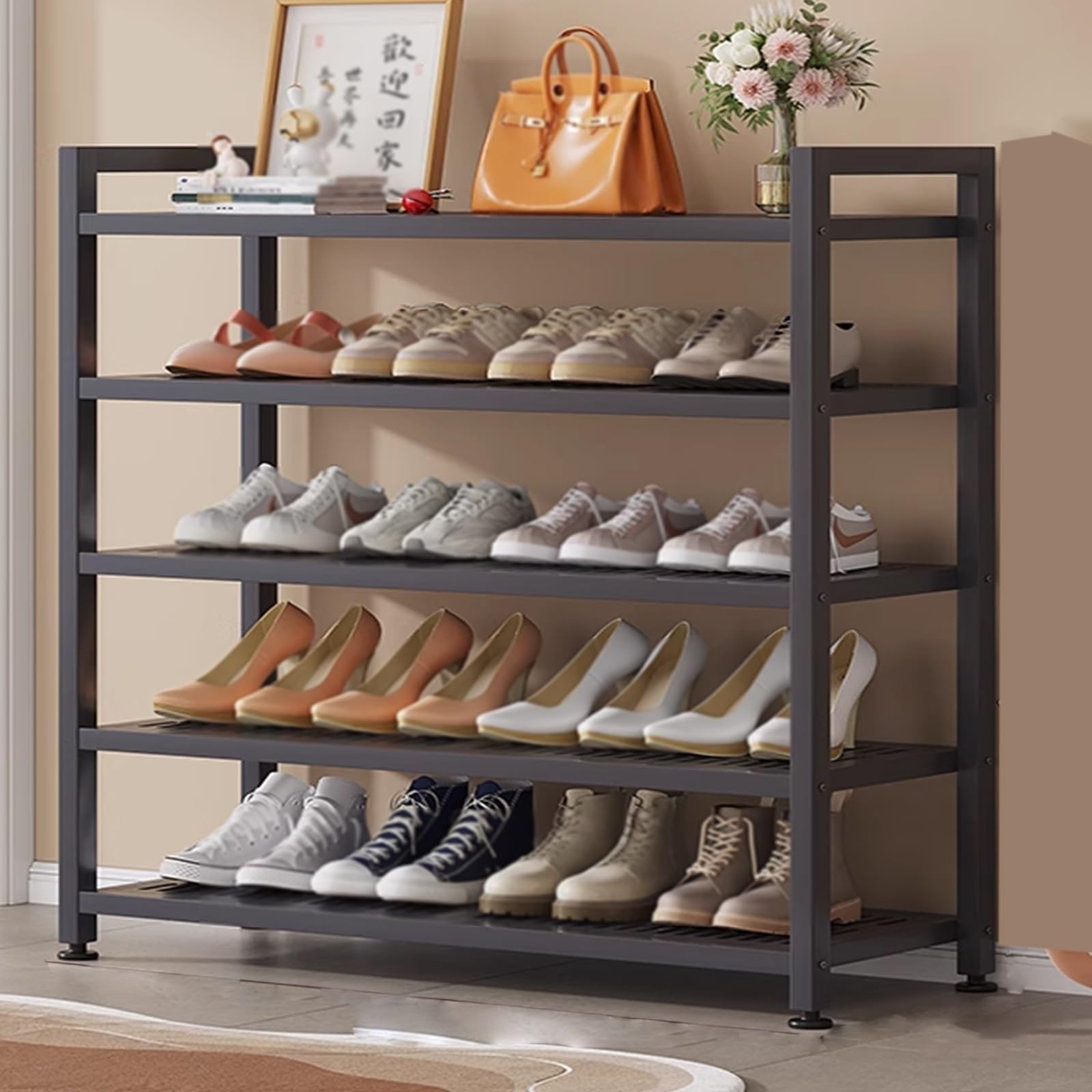 Meuble à chaussures mince en acier carbone pour entrée