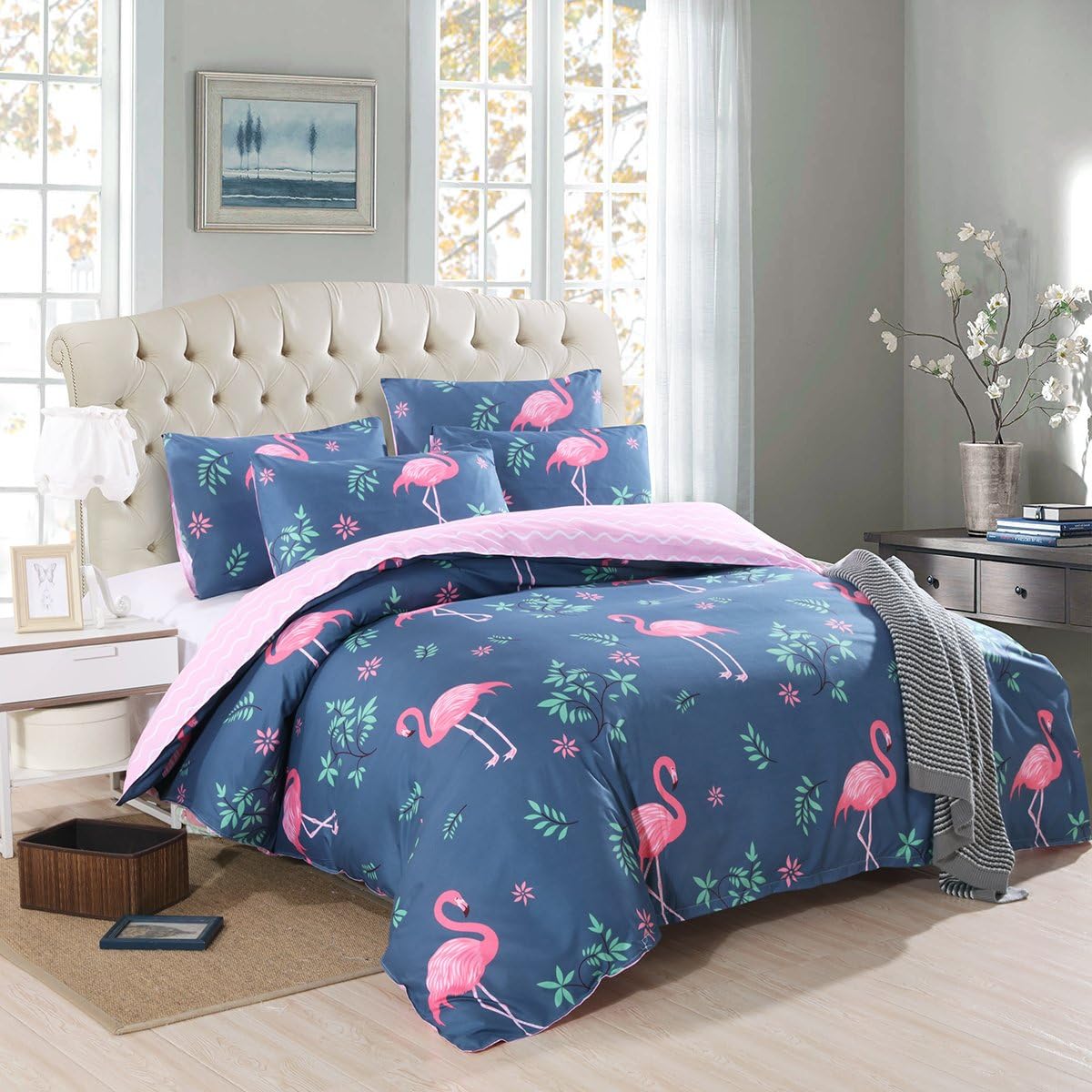 GOOFUN Duvet Cover Bedding Set 3pcs Lightweight Microfiber Well Designed 1 Duvet Cover 2 Pillow Shams, Comfortable, Breathable, Soft, Extremely Durable, King Size