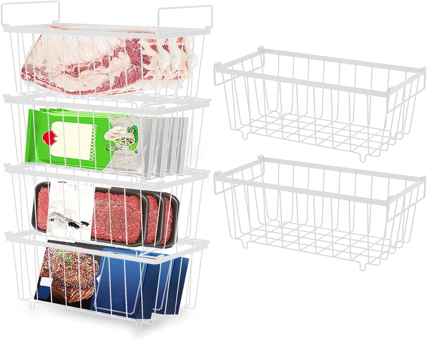 4 Pack Freezer Organizer Bins, Stackable Deep Freezer Organizer Bins ...