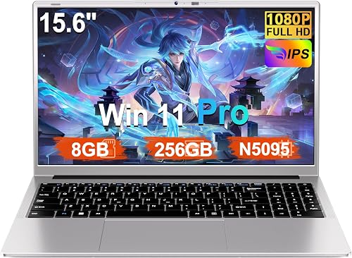 Ordenador Portátil 15,6 Pulgadas Celeron N5095 2,9 GHz Win11 Pro 8GB 256GB SSD Expansión 1TB 5G WiFi 1080 FHD BT4.2 HDMl USB 3.0 Portatil con Ratón Inalámbrico y Teclado Español Membrana - Sliver-1