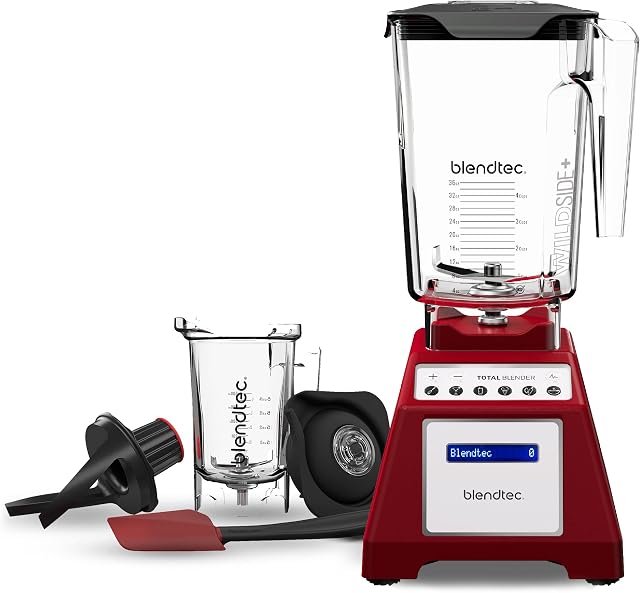 Blendtec Total Mélangeur original classique, 90 oz WildSide+ Jar, c'est ça. 24 oz Twister Jar et Spectacula Spatula - rouge