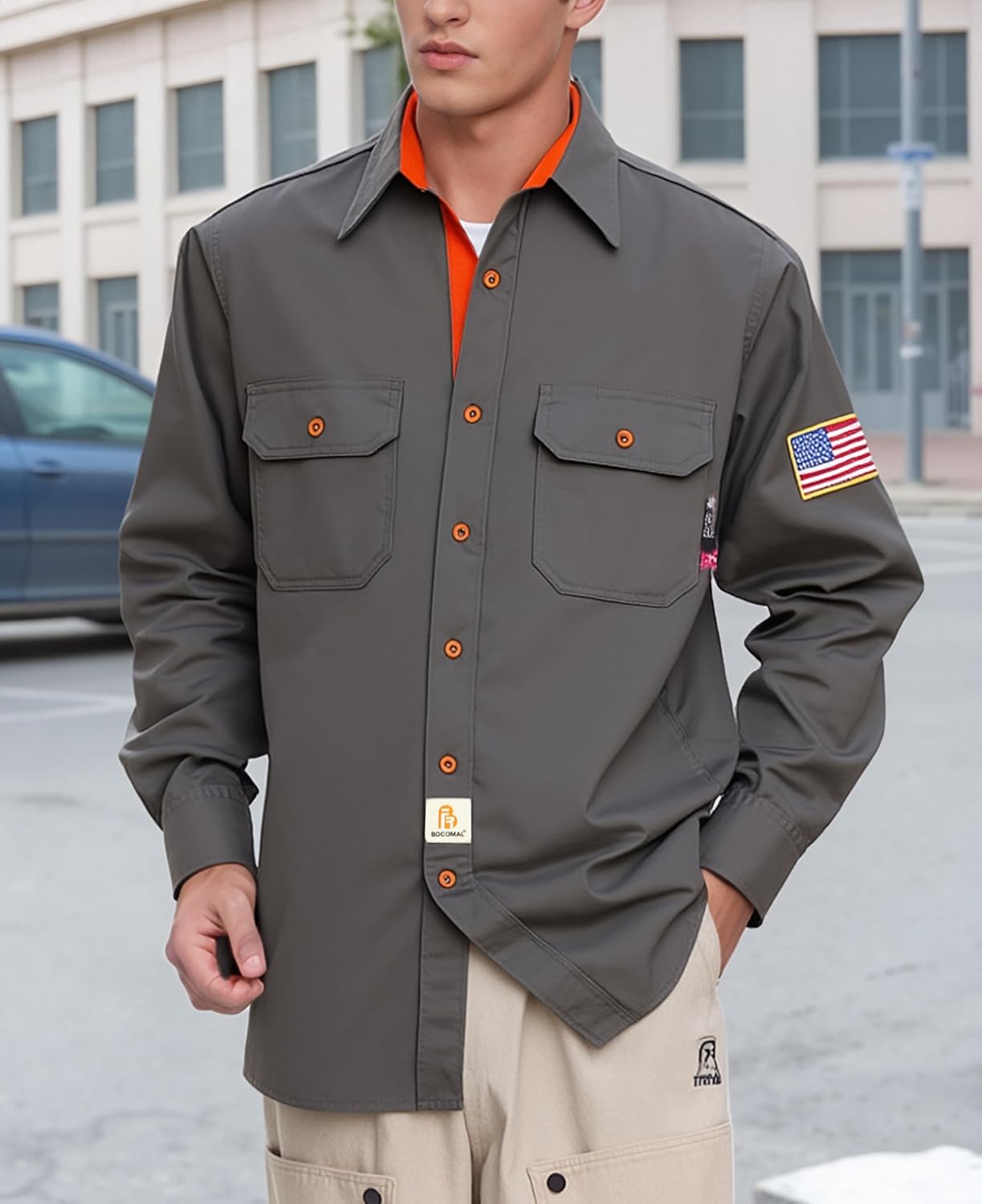 BOCOMAL FR Shirts for Men Flame Resistant Light Weight NFPA2112 Fire Retardant Welding Shirt Water & Oil Repellent Finish - Image 2