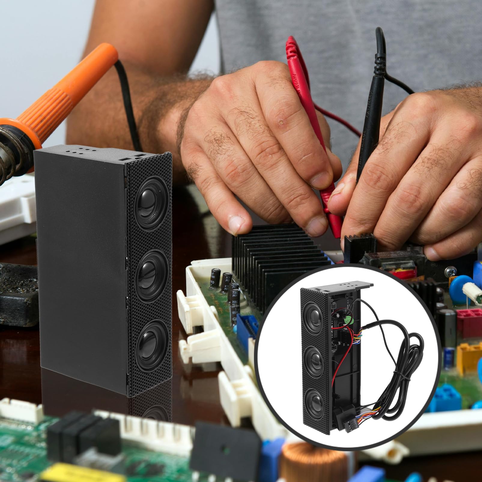 Happyyami Altoparlante Stereo Surround per Pc Nero, Altoparlante Frontale per Case Computer Suono Immersivo e Slot unità Ottica, Accessorio Audio per Appassionati di Musica e Gaming