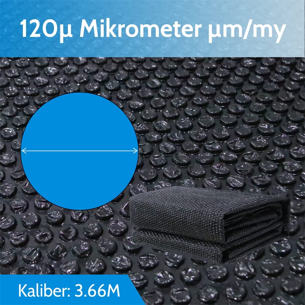Melko Solarfolie Pool Ø 366 cm Poolabdeckung Solarplane Ösen Schwarz PVC Wärmeplane