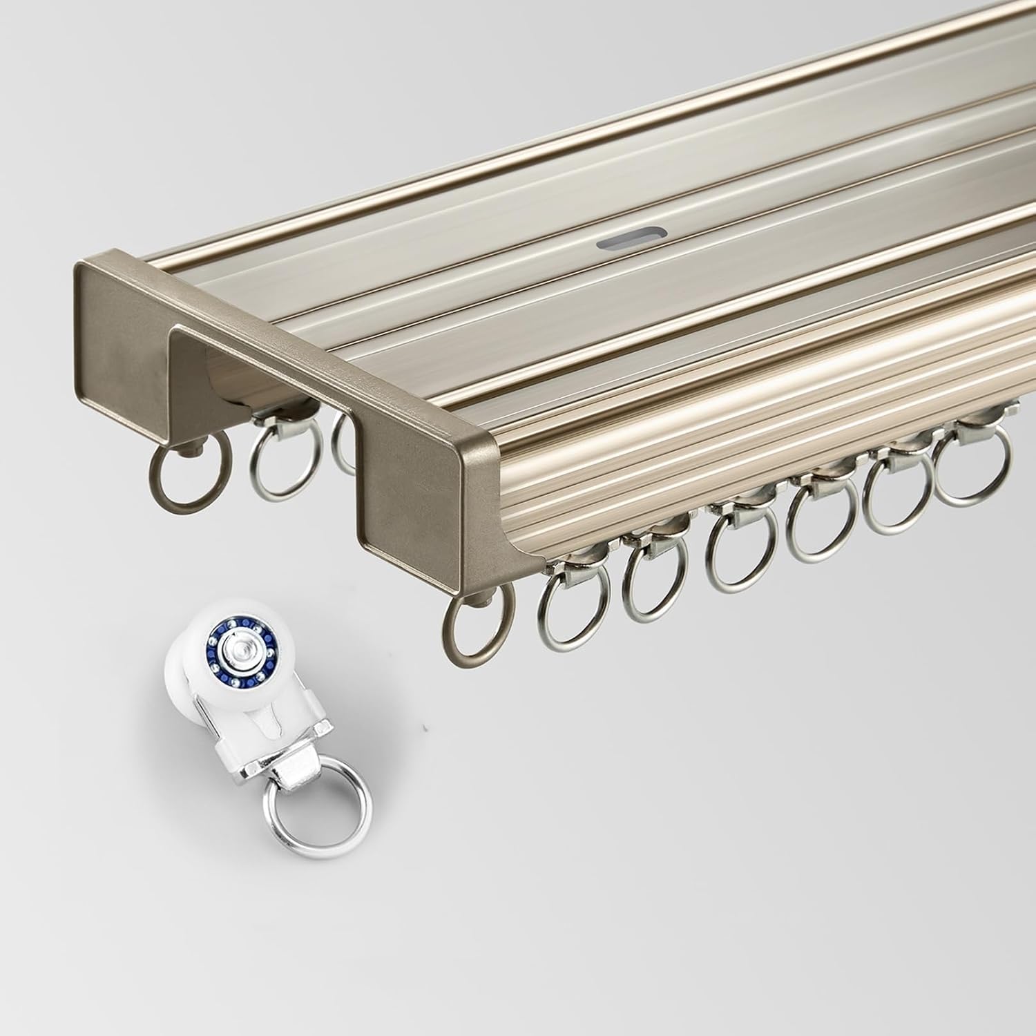 Double Curtain Track Ceiling Mount, Heavy Duty Aluminum Sliding Rail System with Silent Gliders for Bedroom, Living Room, Window, Room Divider(Gold,3.3m(10.8ft))