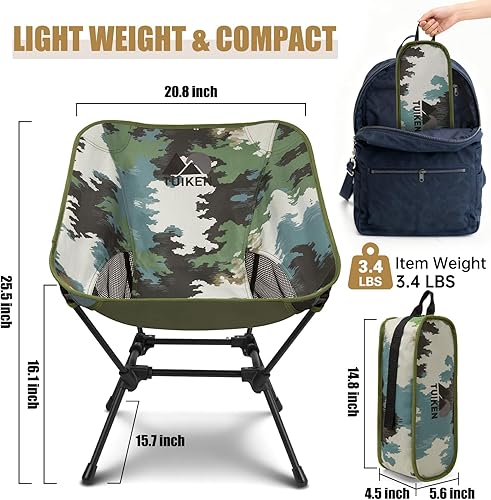 Miniatura 2 de Silla de camping ultraligera, silla de campamento portátil con soporte para tazas y bolsa de almacenamiento, silla plegable ligera y compacta para