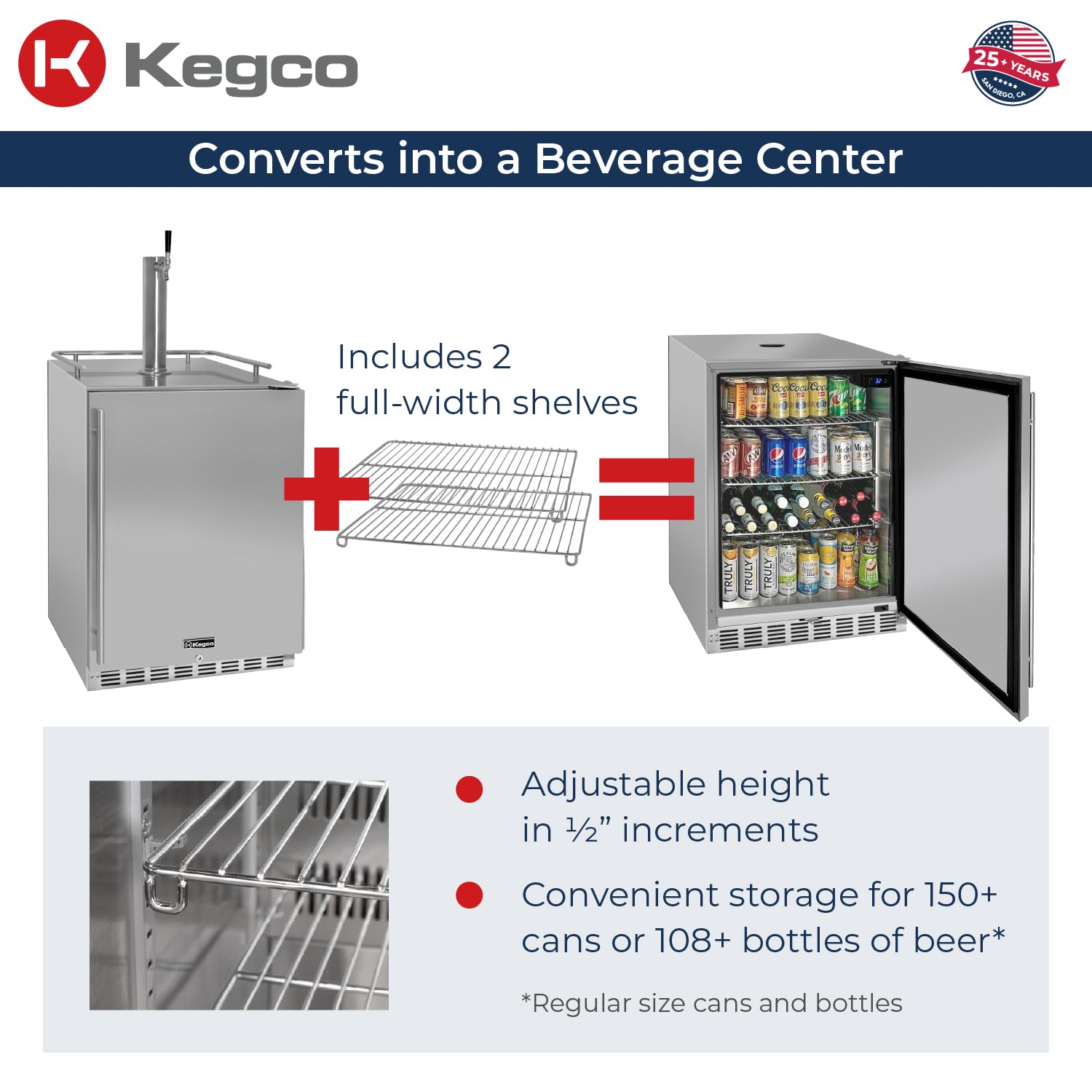 Kegco 24" Wide Outdoor Single Tap All Stainless Steel Built-In Kegerator With Kit on Fridge.com - View 5