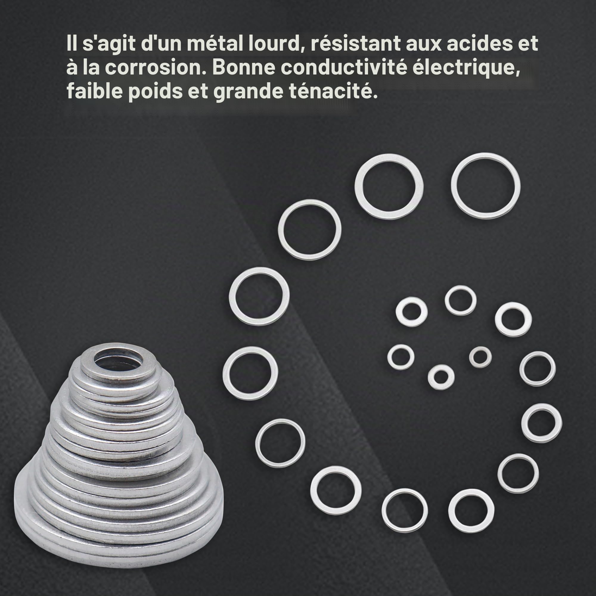 DIYoung Assortiment de 540 Bagues D'étanchéité en Aluminium, Joints Métriques, Joints de Vidange D'huile, 18 Tailles pour Réparation Hydraulique de Voitures, Atelier de Plomberie (M6 - M24)