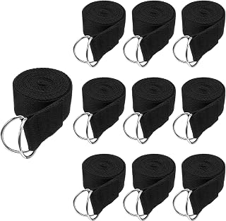 Afcabakila 10-Pack 6ft Adjustable Yoga Straps - Non-Elastic Stretching Belts for Pilates, Gym, Therapy & Flexibility Training