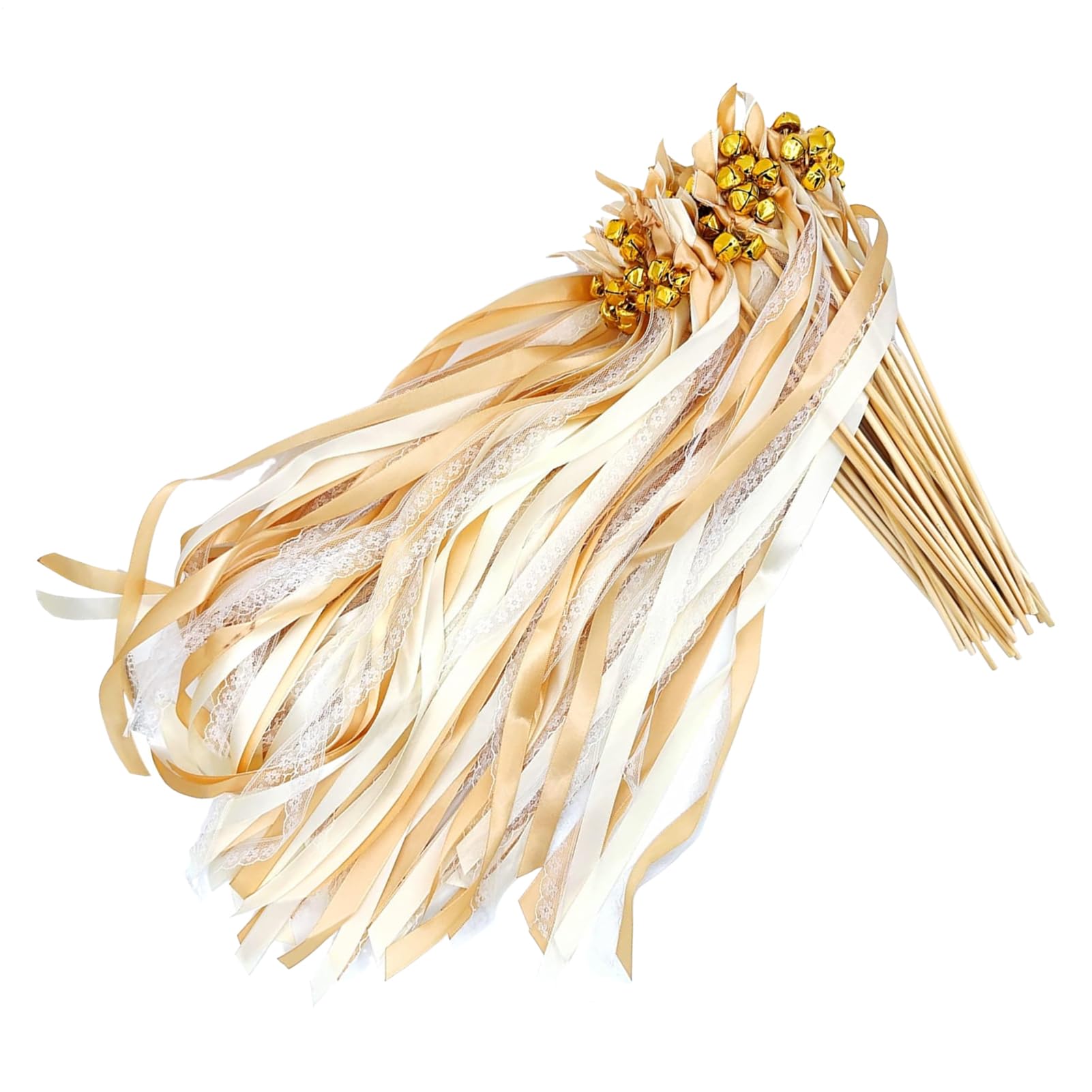 Rubans de mariage à lancer - 50 bâtons féeriques avec clochettes
