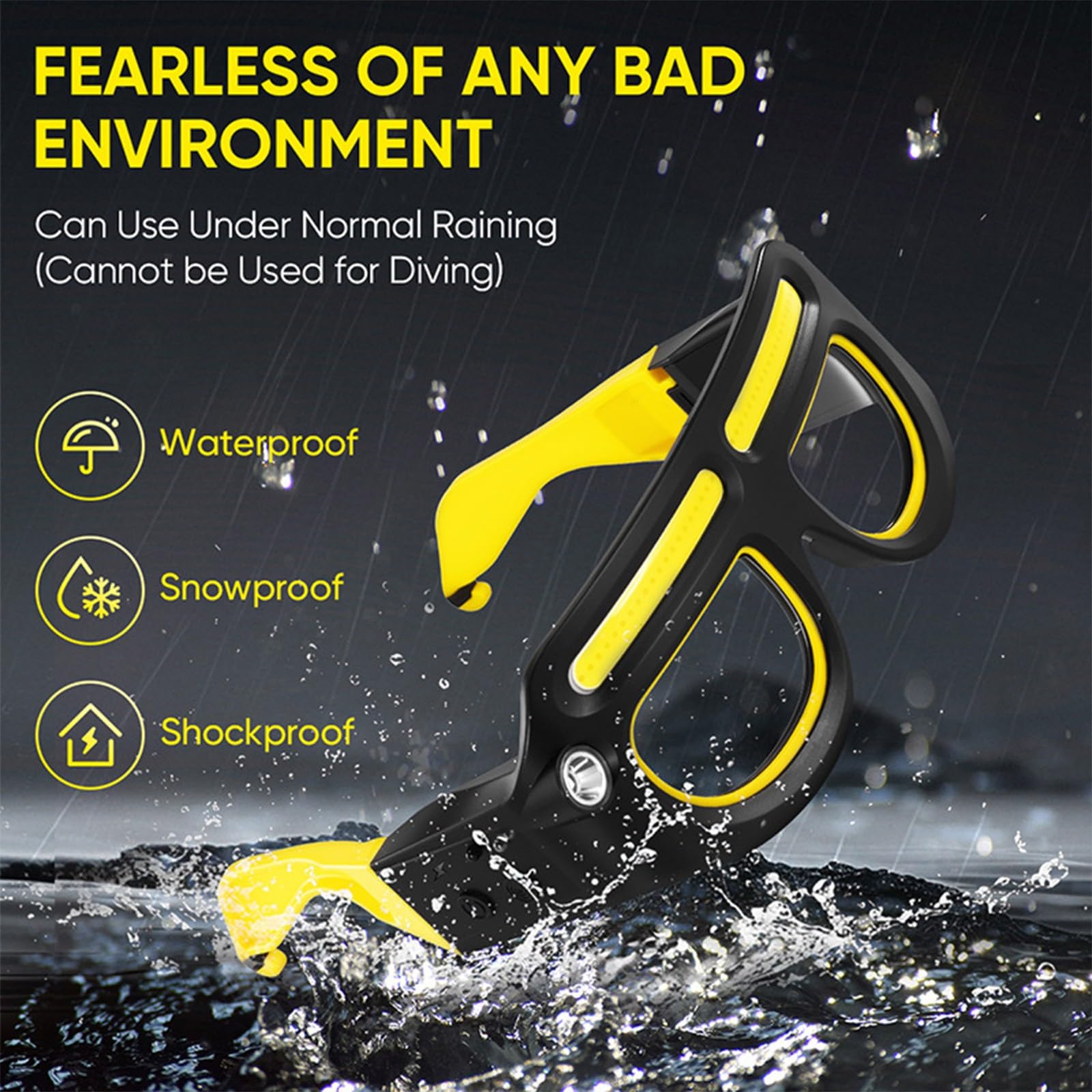 Gafas de seguridad LED con brillo ajustable, gafas versátiles para ciclismo, correr, pesca, senderismo y trabajo, mejoran la visibilidad nocturna y la protección