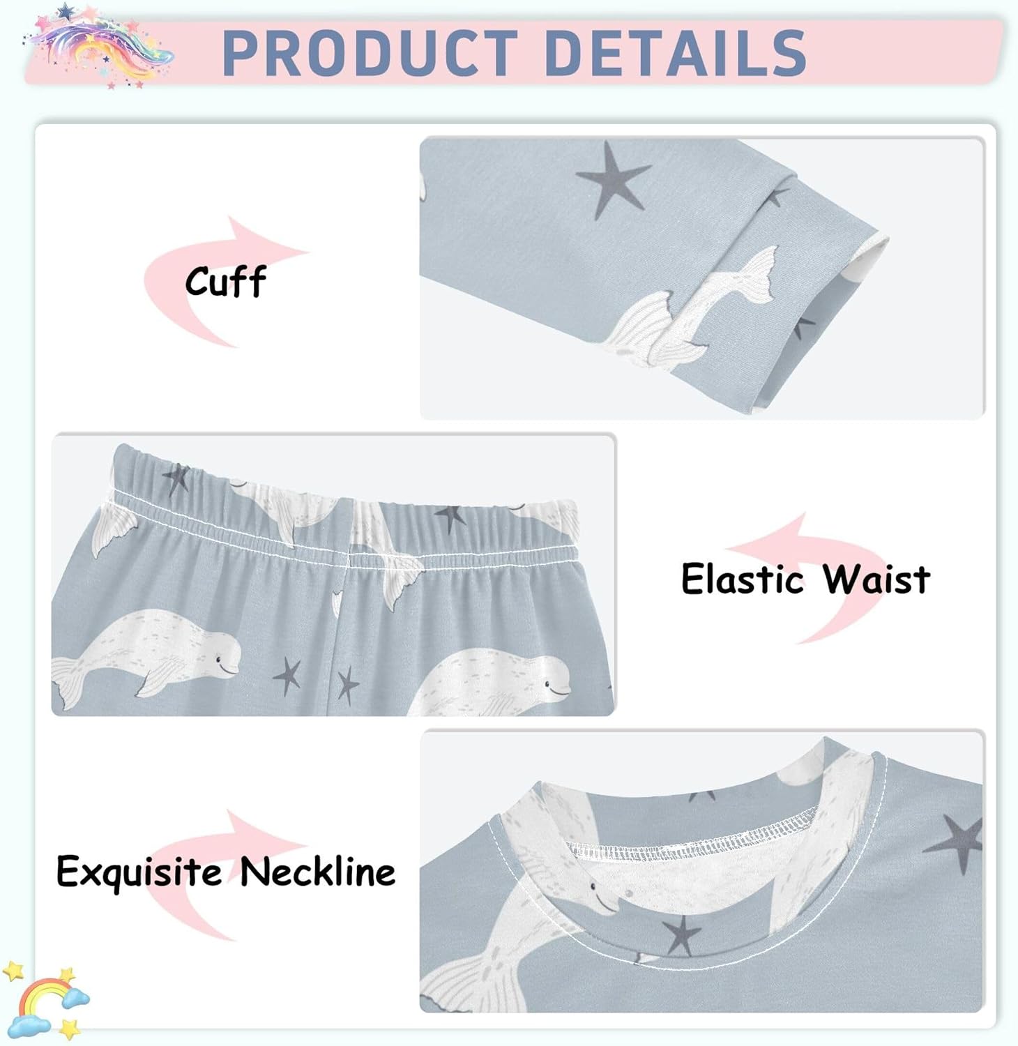 Pajama Sets Long Sleeve Top with Pants Cotton Soft Sleepwear 2 Piece Pjs Set