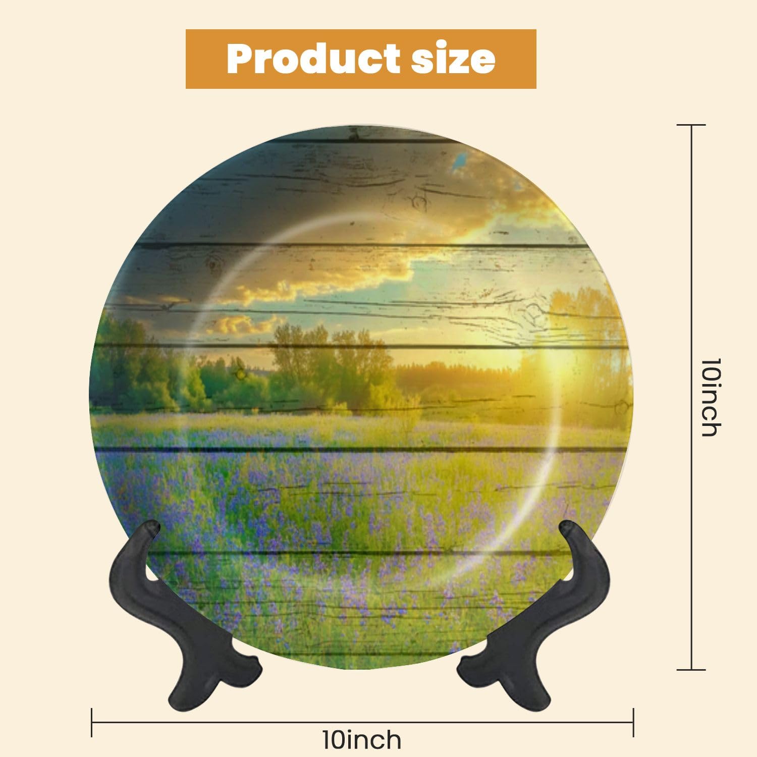 Decorative Plates for Display Flowered Forest Glade Sunset Gift Plates Ceramic Collections Plates Hanging Artwork for Living Dining Room Kitchen Souvenir