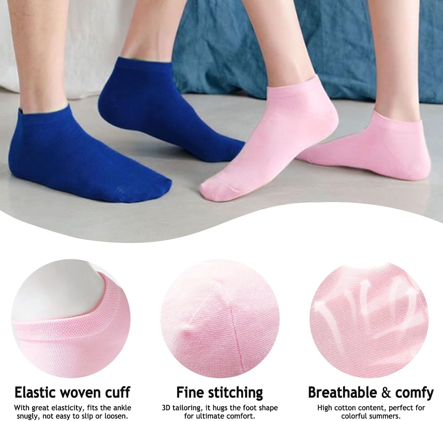 12 Pairs Colorful Low Cut Ankle Socks for Women & Men, Assorted Solid Colors Pack, Lightweight Breathable Socks Thin Sock image 4