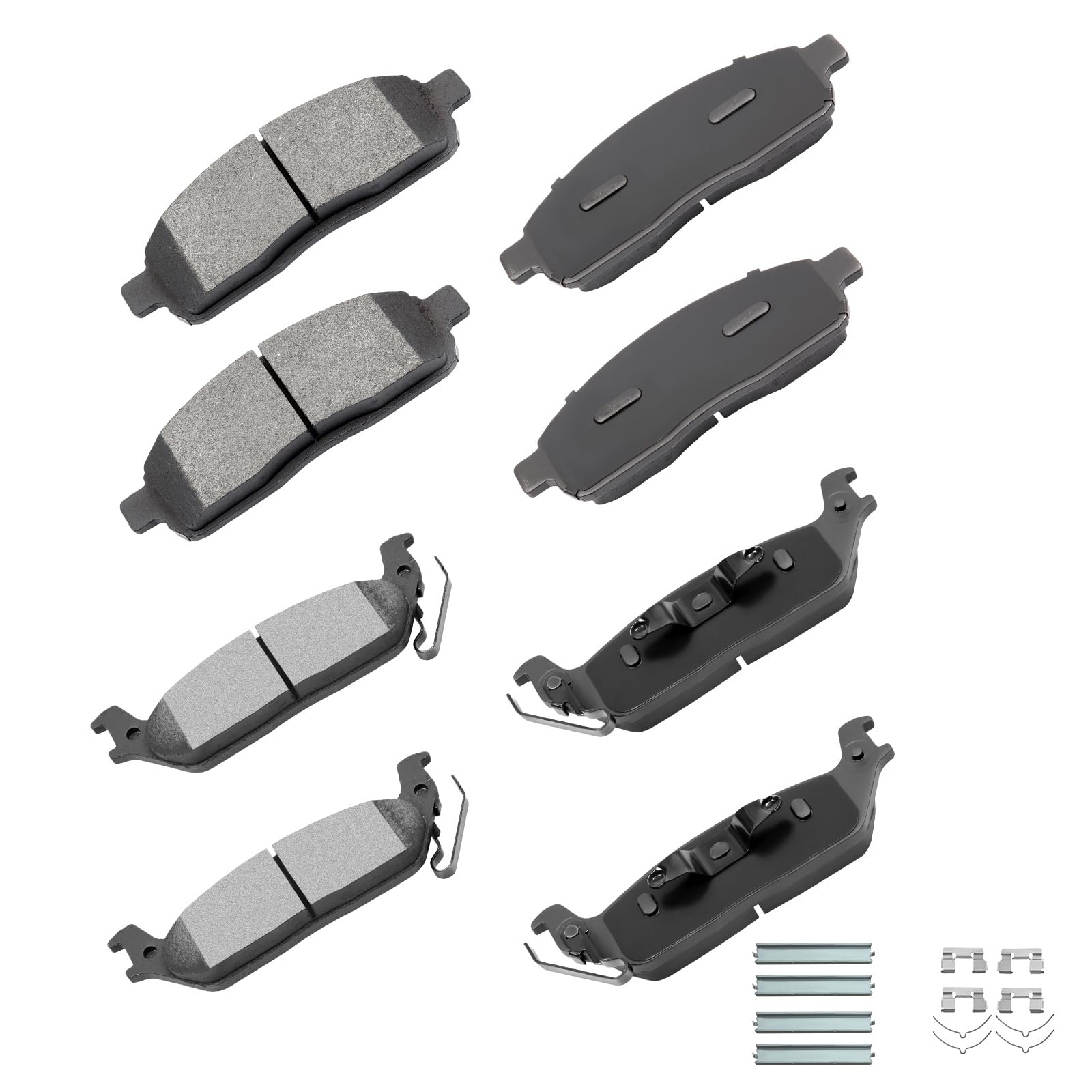 cciyu D1083 D1012 Brake Pads w/Hardware Front Rear Disc Brake Pad Set 8pcs