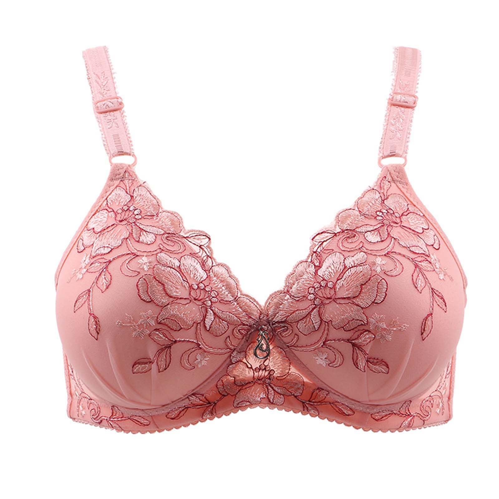 Womens Flora Lace Push-up Bra No Underwire Deep V Cup Bralette Underwear Wireless Seamless Comfy Eveyday Bras