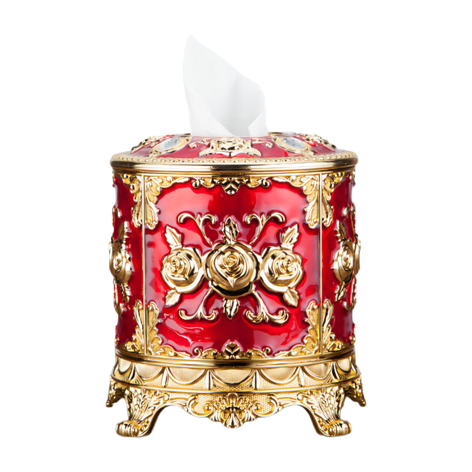Zxfdsfdbnm Decorative Enameled Round Tissue Paper Holder Sturdy PP Construction for Daily Use Elegant Dining Table Planner
