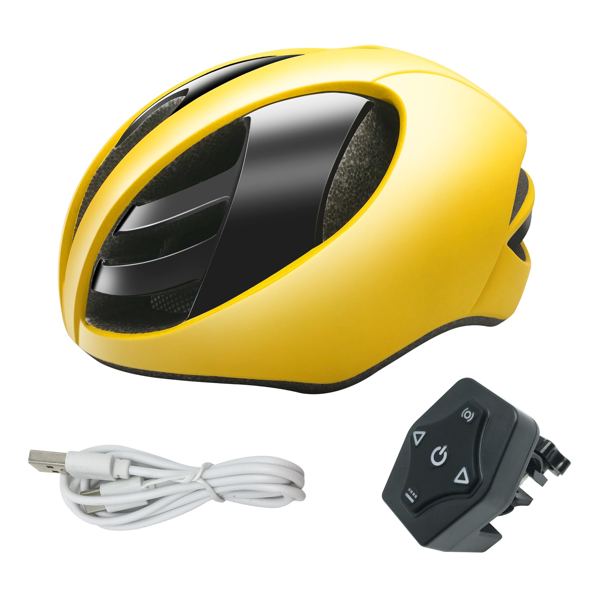 ZWHEEL Casco de Patinete con Luz de Freno y Luz de Direccion - Intermitentes- Casco de Ciclismo y Bicicleta para Adultos - Ligero con Forro Desmontable - PC + EPS - 14 Respiraderos y Cable USB Carga