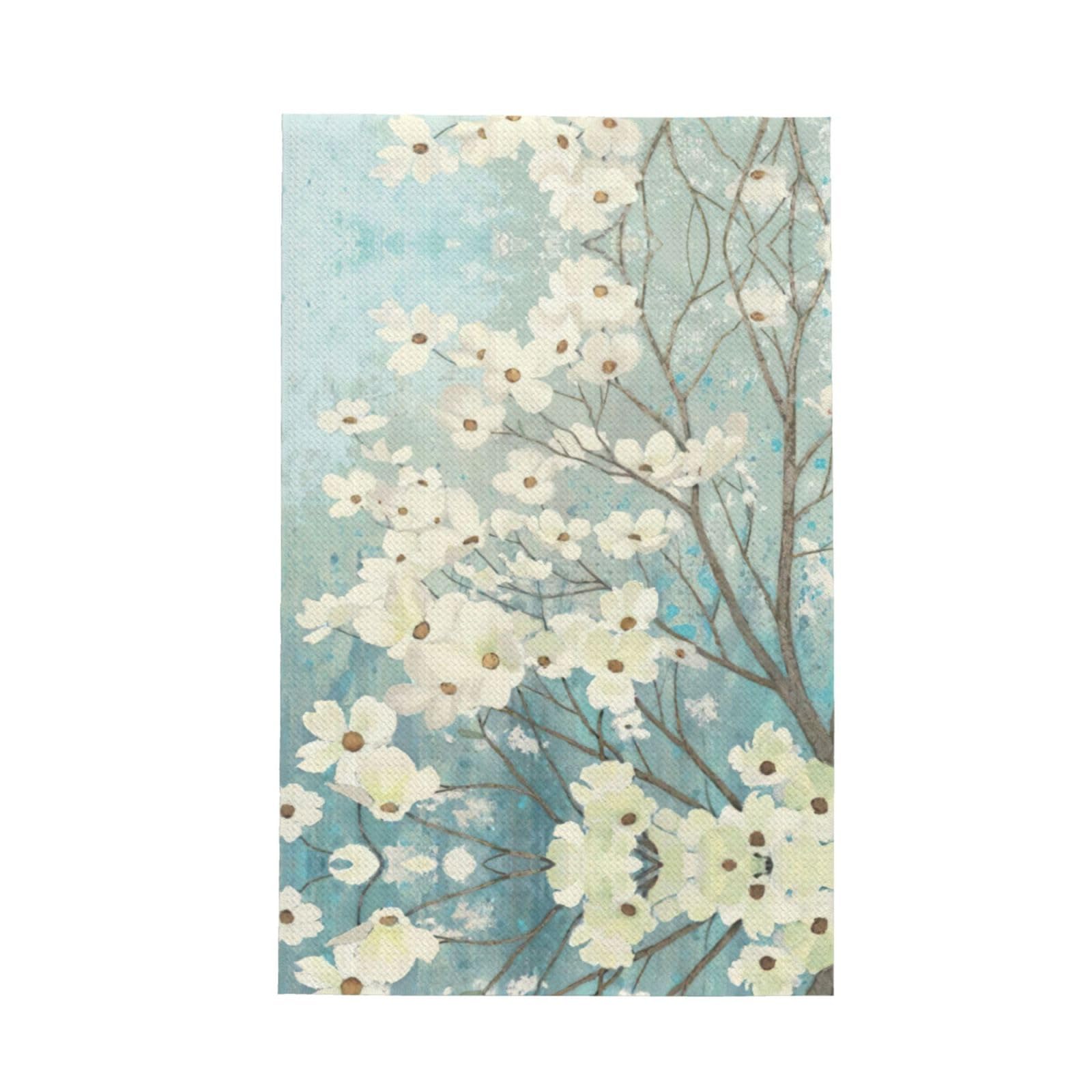 Xxahnbm Black Spring Dogwood Blossoms Print Waffle Kitchen Towel,Absorbent Hand Towel