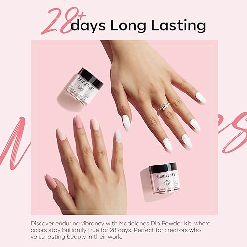 Miniatura 4 de Modelones Juego de 22 piezas de polvo de inmersión para uñas, 6 colores desnudo, transparente, negro, rosa, polvo de inmersión, juego de líquido