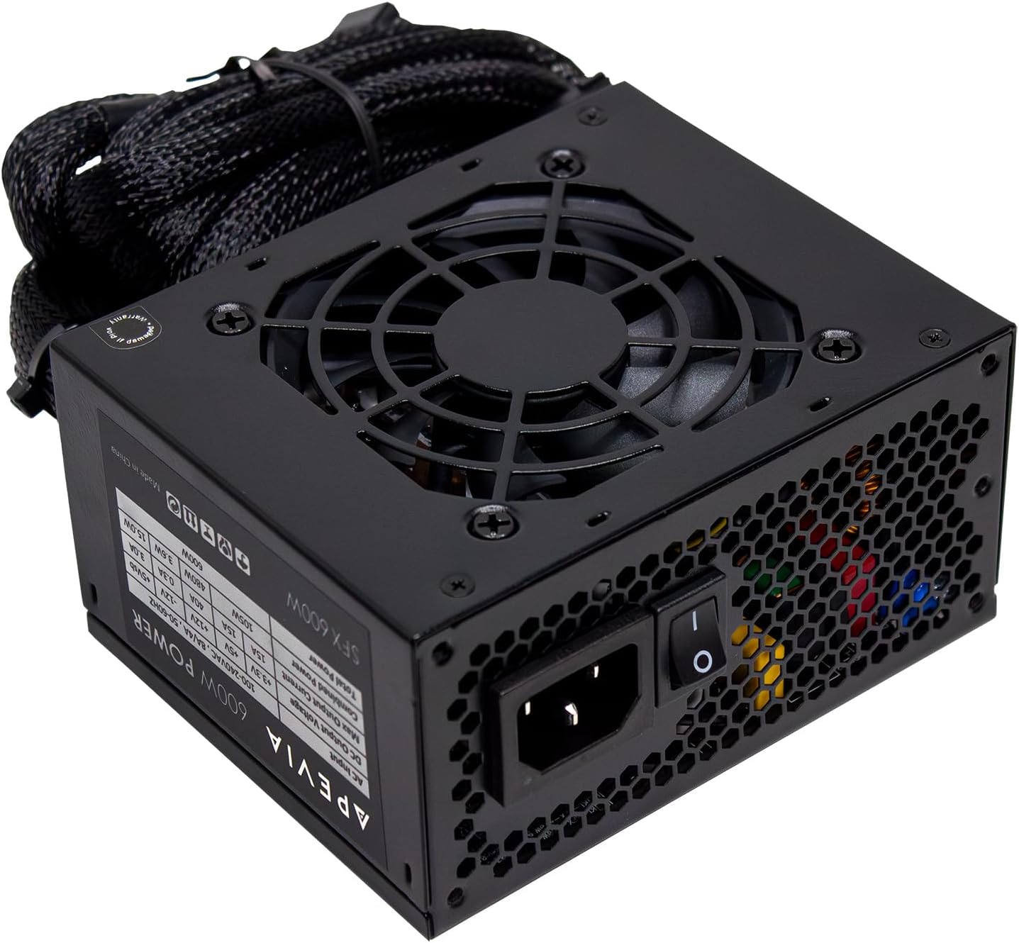 SFX-PFC600W SFX PFC 600W / Micro-ATX, Fixed Cables, Full Range Active PFC 90-264V, Low Noise Desktop Gaming Server SFX Form Factor Computer Power Supply