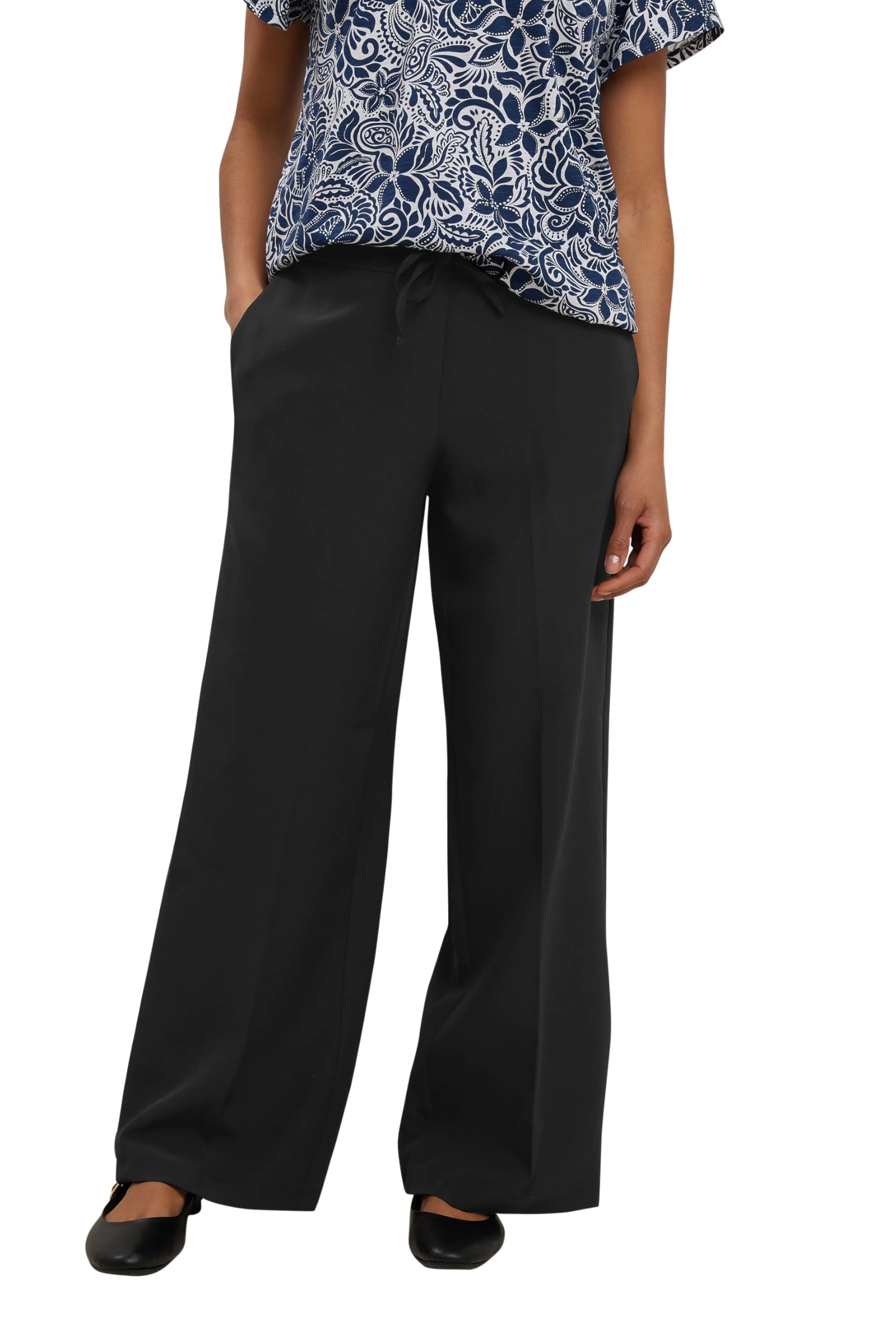 M&Co Crepe Wide Leg Trousers - Women's Black