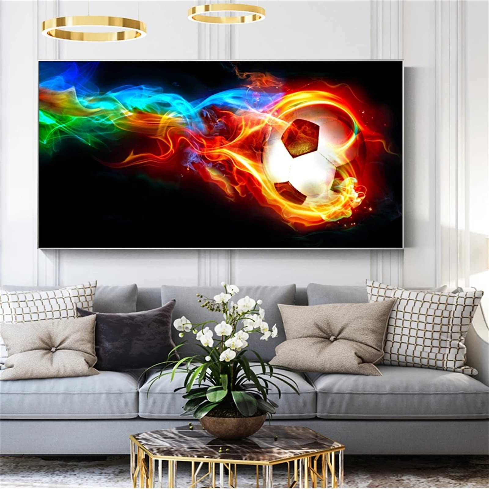 DIY zestawy do malowania diamentami 5D, pełne wiertło diamentowy obraz dla dorosłych i dzieci, kryształ górski haftowanie obrazy do dekoracji ścian domu - 70 x 140 cm (piłka ognia