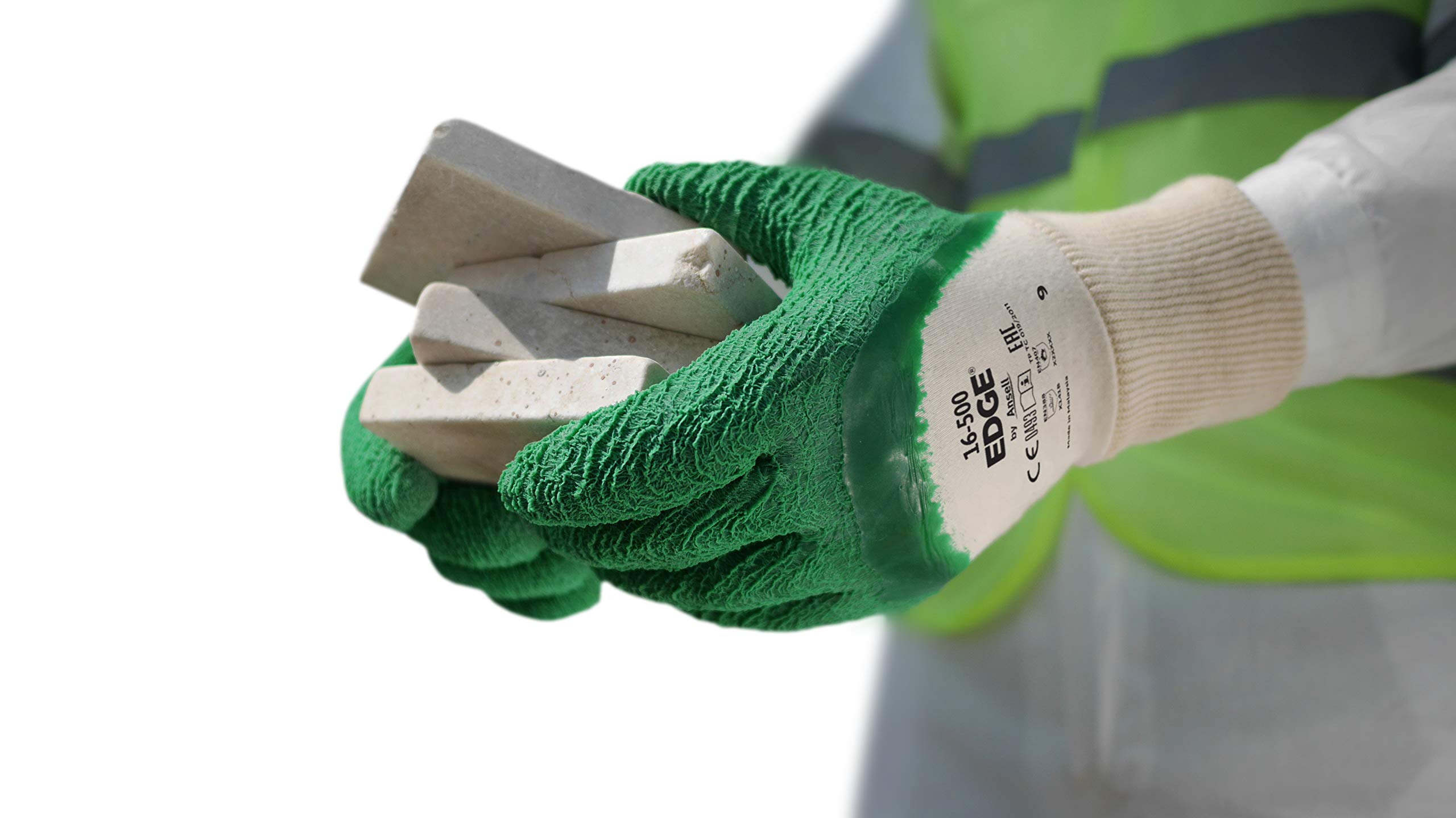 Ansell EDGE 16-500 Gants de Travail Polyvalents, Protection Mécanique Multi-Usage, Atelier, Bricolage, Peinture, Gant Fin Homme Femme, Lavable, Vert, Taille L (12 Paires)