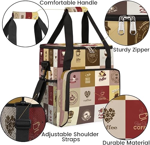 Miniatura 6 de Juego de iconos de café, bolsa de transporte de viaje, bolsa de almacenamiento compatible con Keurig K-Mini o Plus, portátil, con bolsillos para