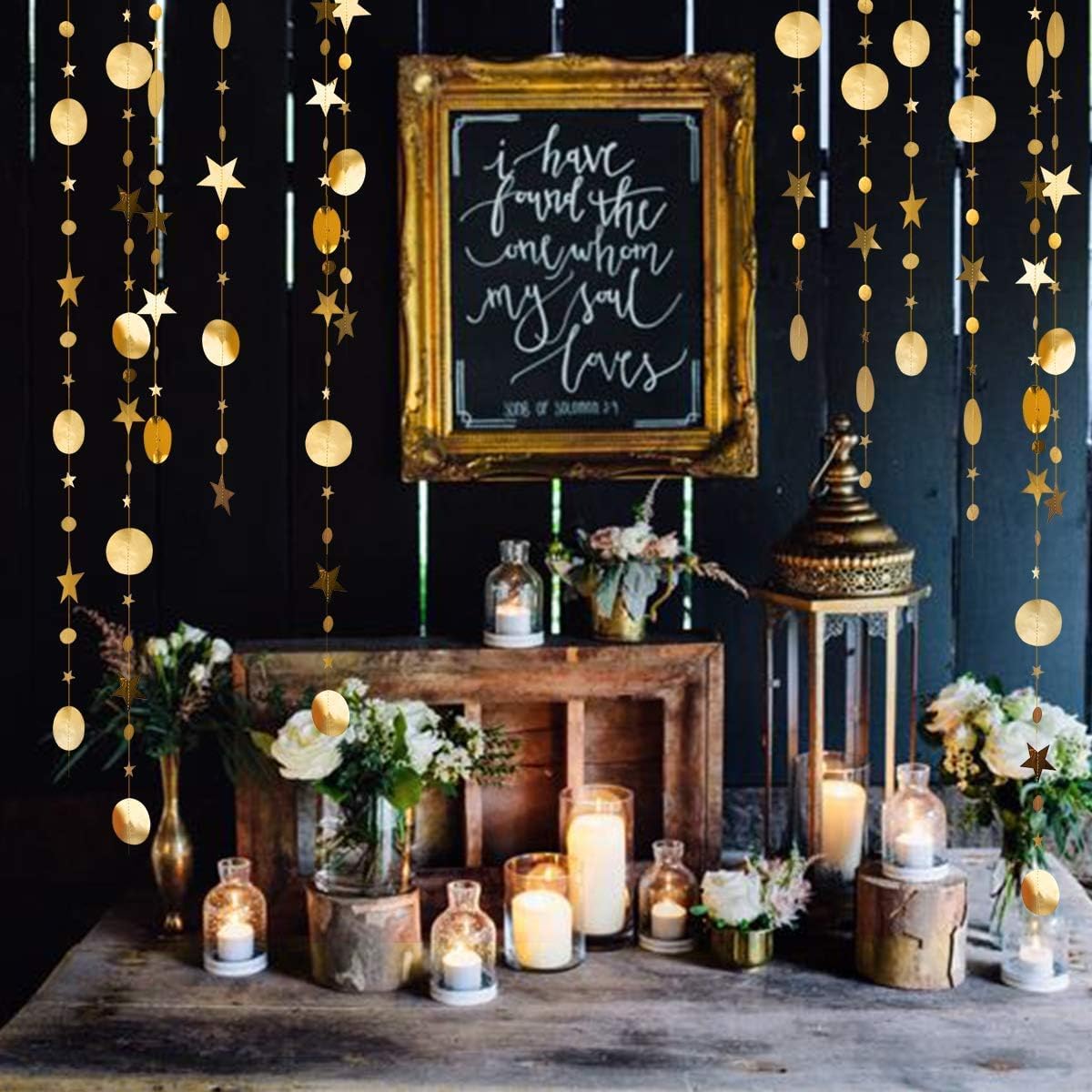 Decor365 Gold Twinkle Little Star Party Garlands Glitter Hanging Moon Stars Decorations Kids Birthday Bday Streamer Baby Shower Wedding Decor Ramadan EID Graduation Party Supplies : Home & Kitchen