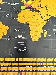 Mappa Del Mondo Da Grattare Envami - Oro 68x43cm Per Viaggiatori - Foto 2