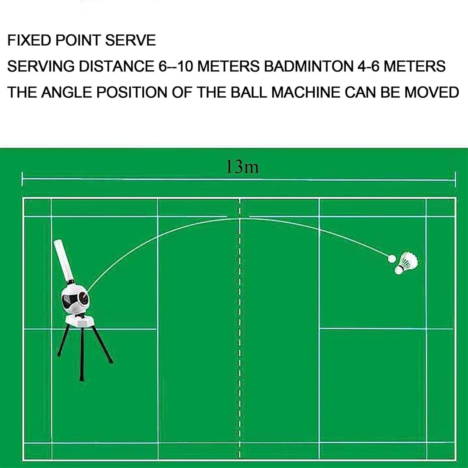 Automatic Badminton Service Machine Robot, with Remote Control Adjustment, Adjustable Angle for Home Solo Practice&Competition Training